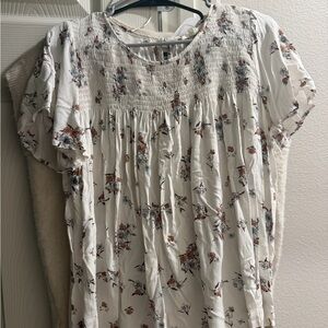Source Unknown Floral Print Blouse in Cream